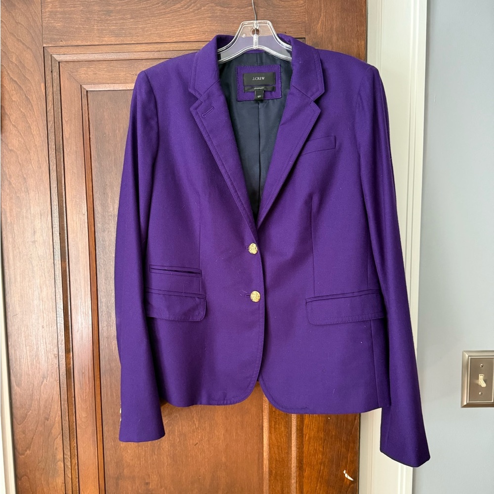 J. Crew Purple Blazer Tailored Fit Notched Lapels